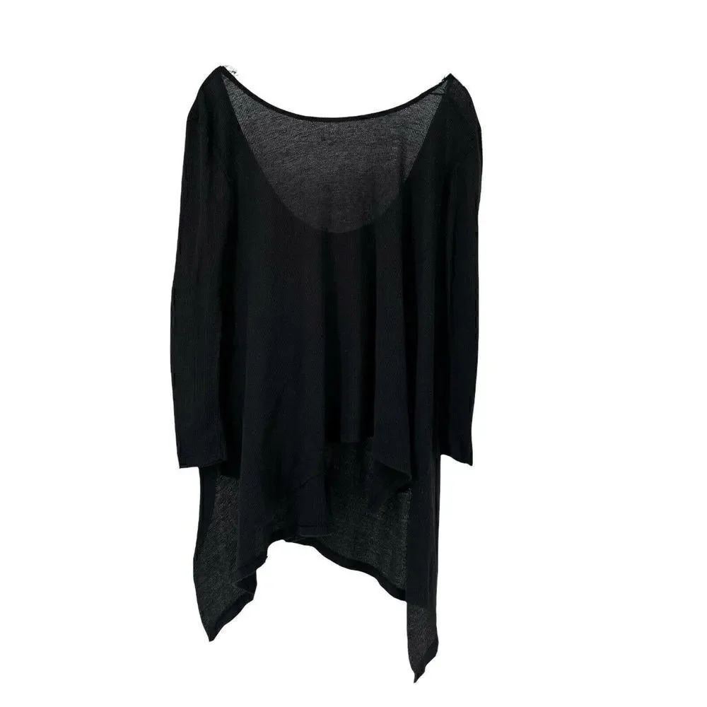 We The Free Tunic Black Super Oversized XS Asymmetric Scoop Back Long Sleeve Top